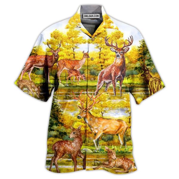 Deer Love Autumn - Hawaiian Shirt Jezsport.com