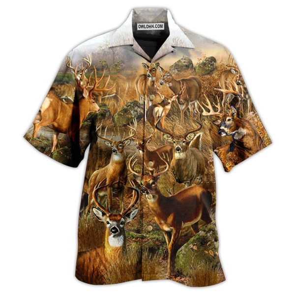 Deer In The Dry Forest With Vintage Style - Hawaiian Shirt Jezsport.com