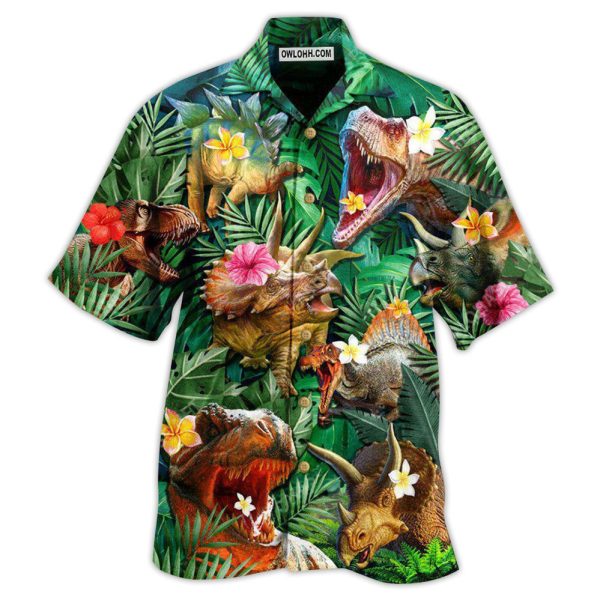 Jurassic Park Dinosaur Aloha Style Tropical Floral - Hawaiian Shirt Jezsport.com