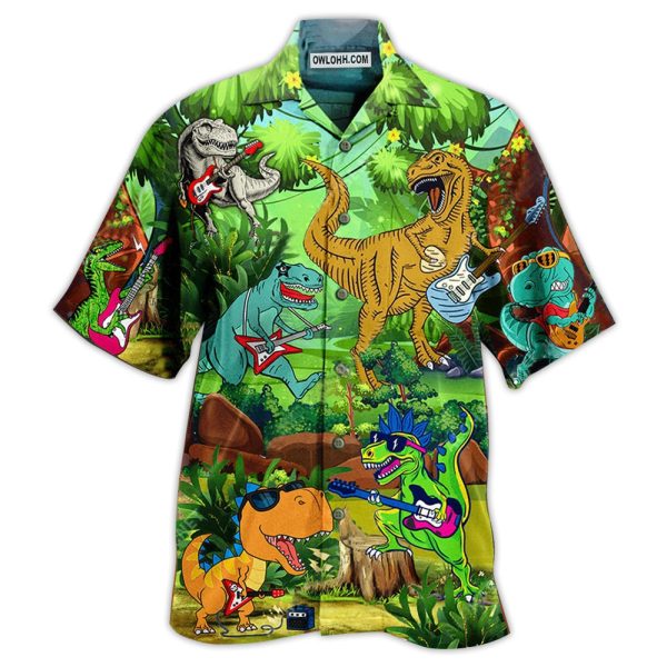 Guitar Dinosaur Play Guitar Like A Star - Hawaiian Shirt Jezsport.com