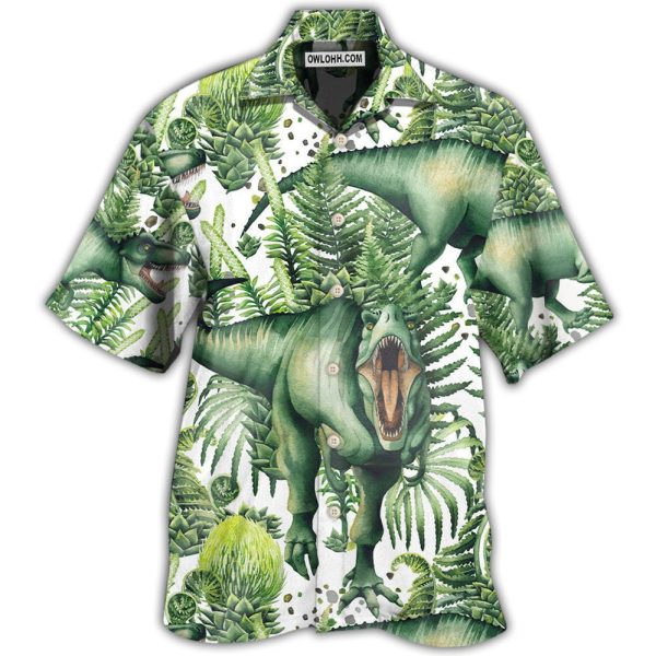 Jurassic Park Dinosaur Strong Green Tropical Leaf - Hawaiian Shirt Jezsport.com