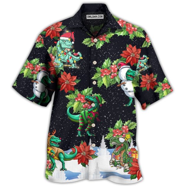 Jurassic Park Dinosaur Bright In Merry Night Xmas - Hawaiian Shirt Jezsport.com