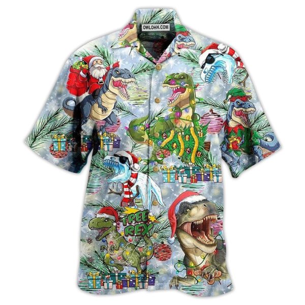 Jurassic Park Dinosaur And Merry Christmas - Hawaiian Shirt Jezsport.com