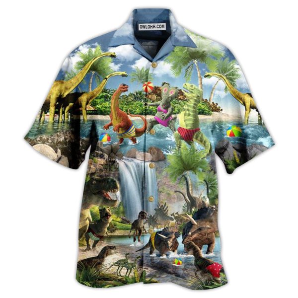 Jurassic Park Dinosaur Love Swimming Love Beach Love Summer - Hawaiian Shirt Jezsport.com