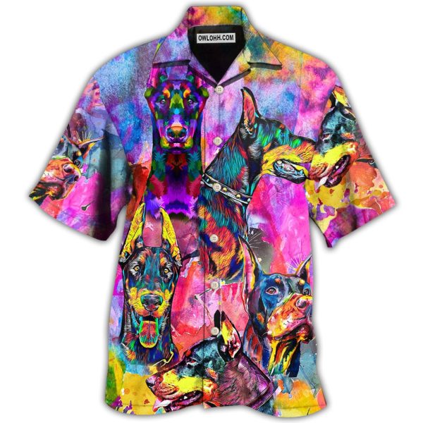 Doberman Colorful Painting So Cool - Hawaiian Shirt Jezsport.com