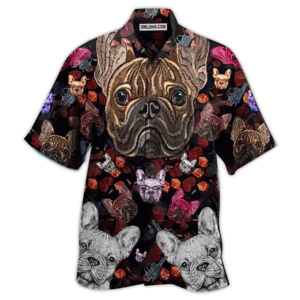 Bulldog Embroidery Cool - Hawaiian Shirt Jezsport.com