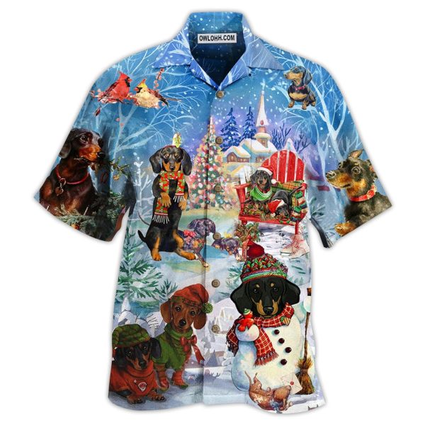 Dachshund Through The Snow Merry Christmas - Hawaiian Shirt Jezsport.com