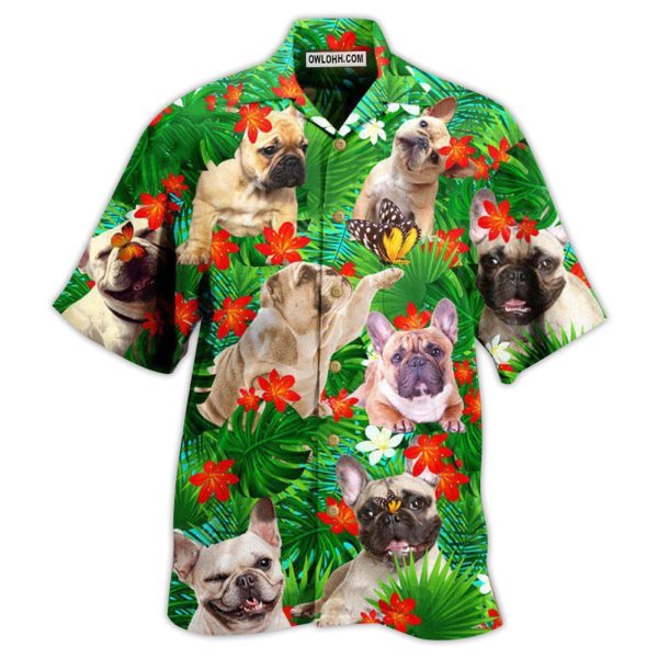 French Bulldog And Blooming Tropical Flowers - Hawaiian Shirt Jezsport.com