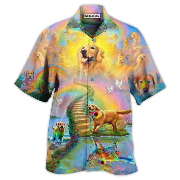 Golden Retriever Gold At The End Of A Rainbow - Hawaiian Shirt Jezsport.com