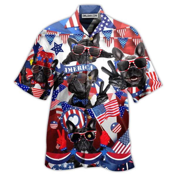 French Bulldog Loves America - Hawaiian Shirt Jezsport.com