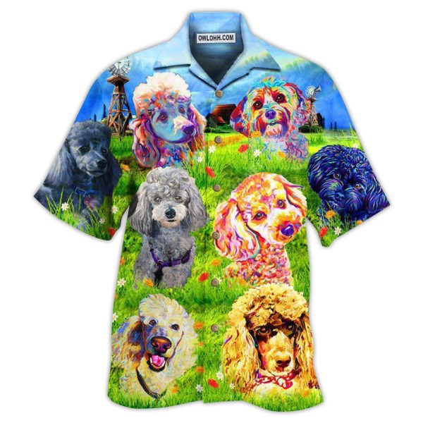 Poodle In The Beautiful Grass Field - Hawaiian Shirt Jezsport.com