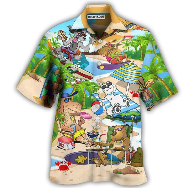 Dog Puppy Funny Beaches Happy Summer - Hawaiian Shirt Jezsport.com