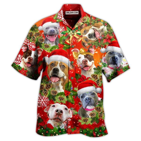 Pitbull Christmas Dogs Are Family - Hawaiian Shirt Jezsport.com