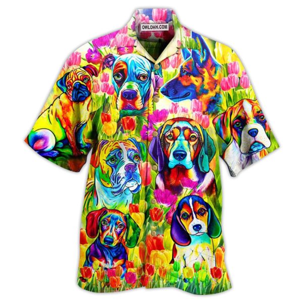 Dogs Colorfull Tulip - Hawaiian Shirt Jezsport.com