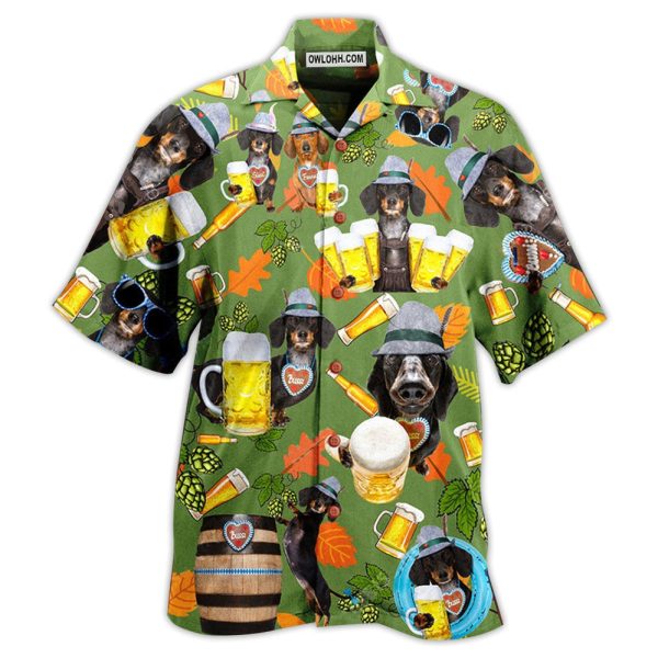 Beer Dachshund Drinking Beer - Hawaiian Shirt Jezsport.com