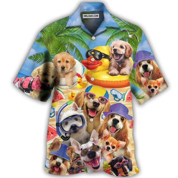 Dogs Funny Summer Of Happy Puppies - Hawaiian Shirt Jezsport.com