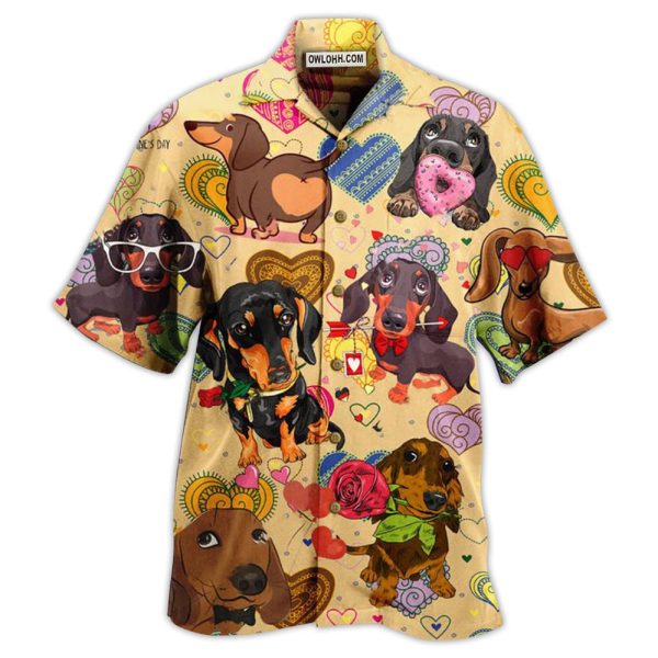 Dachshund Dogs Love Heart - Hawaiian Shirt Jezsport.com