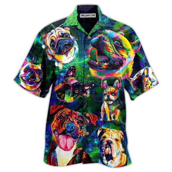 Dogs Peace Love And Colorful - Hawaiian Shirt Jezsport.com