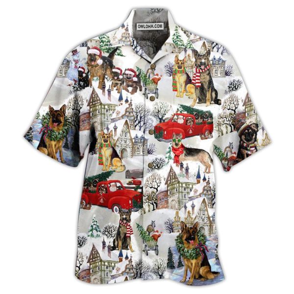 German Shepherd Dogs Snow Xmas - Hawaiian Shirt Jezsport.com