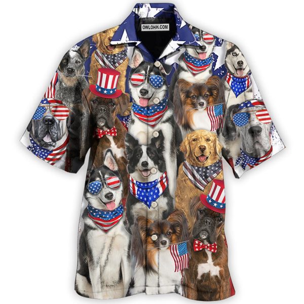 Dogs Independence Day Funny Love Style - Hawaiian Shirt Jezsport.com