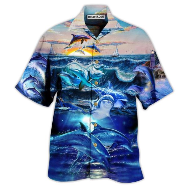 Dolphin Lovely Love Ocean Love Human - Hawaiian Shirt Jezsport.com