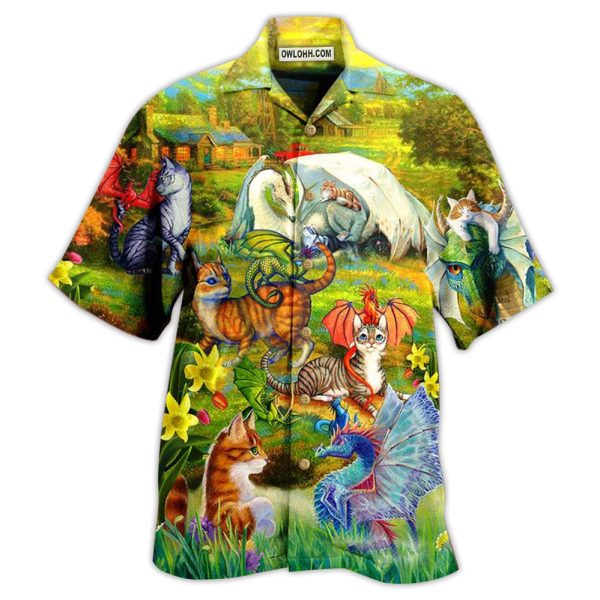 Dragon And Cats Love Life Beautiful Nature - Hawaiian Shirt Jezsport.com