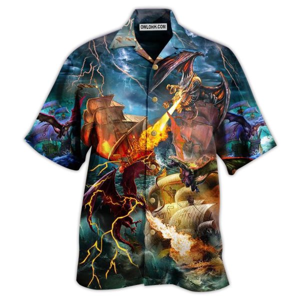 Dragon Fight With The Pirate Ship - Hawaiian Shirt Jezsport.com