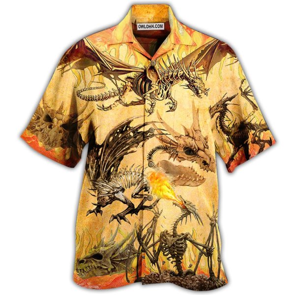 Dragon Skull Fighting On Desert - Hawaiian Shirt Jezsport.com