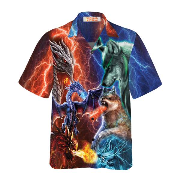 Dragon Vs Wolves Hawaiian Shirt Jezsport.com