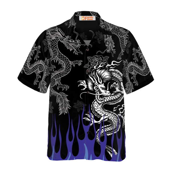 Dragon With Blue Flame Hawaiian Shirt Jezsport.com