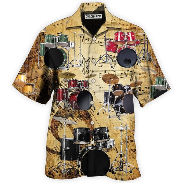 Drum Music Note Vintage Style - Hawaiian Shirt Jezsport.com