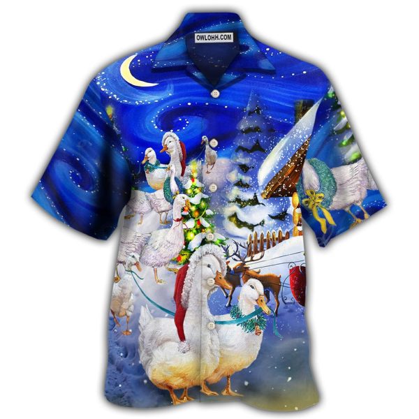 Duck Christmas Light All Night - Hawaiian Shirt Jezsport.com