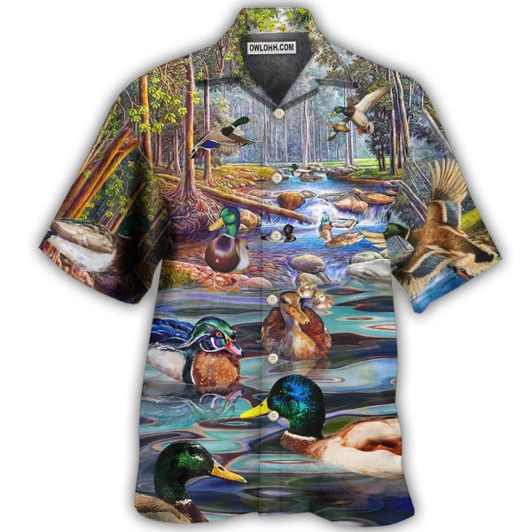 Duck Love Lake And Fly Cool - Hawaiian Shirt Jezsport.com