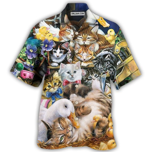 Animals Ducks And Cats - Hawaiian Shirt Jezsport.com