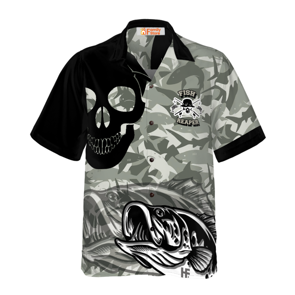 Eat Sleep Fishing Repeat Skull Camouflage Hawaiian Shirt Jezsport.com