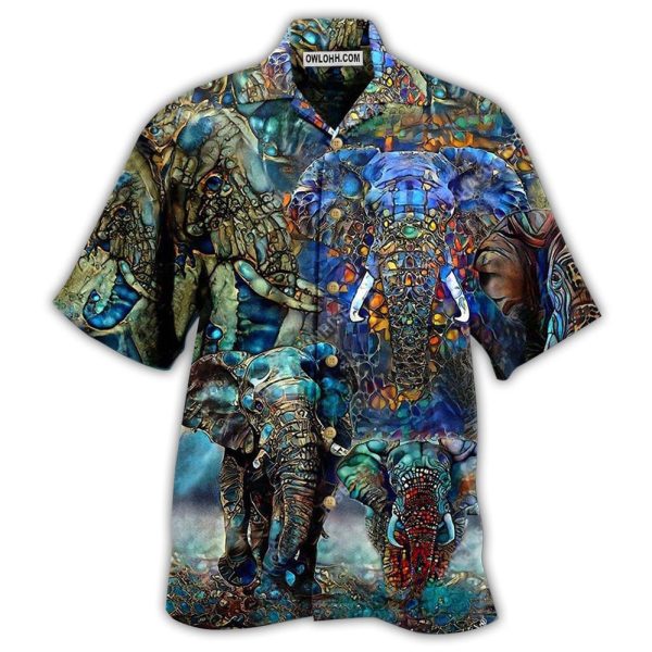 Elephant Love Forest Color - Hawaiian Shirt Jezsport.com