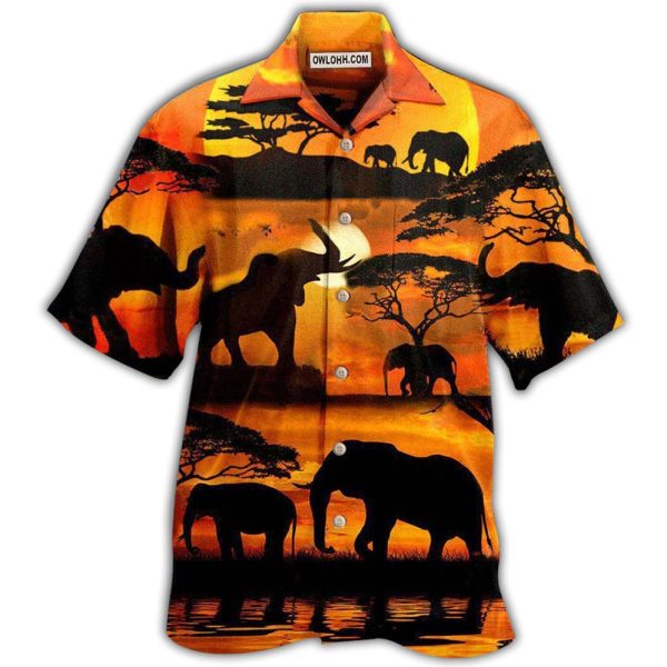 Elephant You're Stronger Than You Think In Yellow Sky - Hawaiian Shirt Jezsport.com