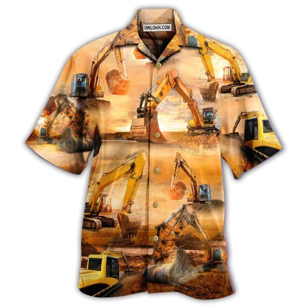 Excavator Working Hard - Hawaiian Shirt Jezsport.com