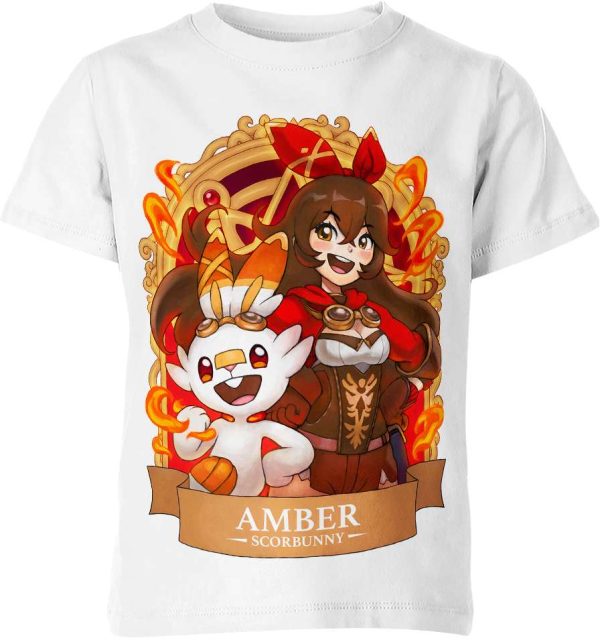 Amber x Scorbunny from Genshin Impact and Pokemon Shirt Jezsport.com