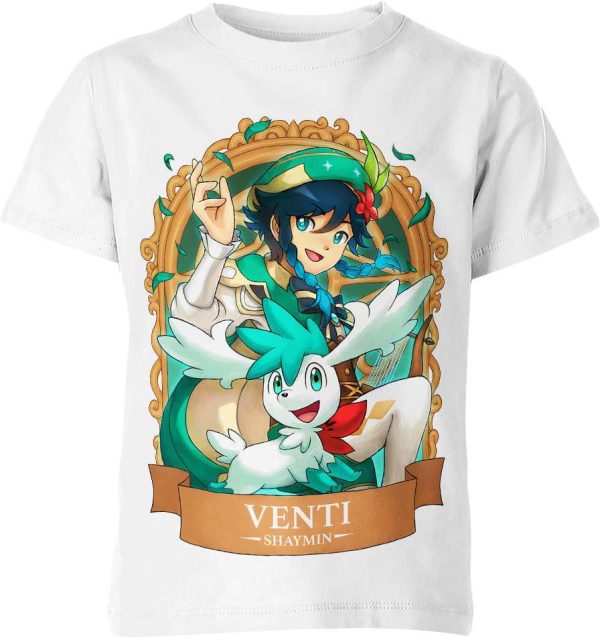 Venti x Shaymin from Genshin Impact and Pokemon Shirt Jezsport.com