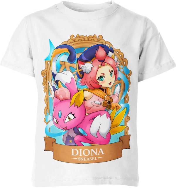 Diona x Sneasel from Genshin Impact and Pokemon Shirt Jezsport.com