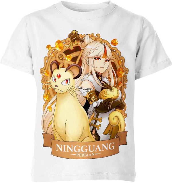 Ningguang x Persian from Genshin Impact and Pokemon Shirt Jezsport.com