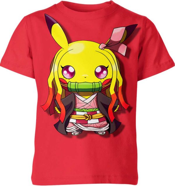 Nezuko Kamado x Pikachu from Pokemon Shirt Jezsport.com