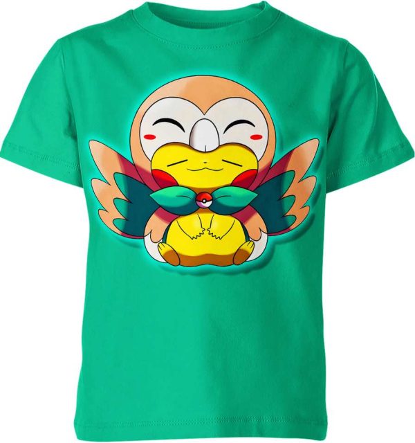 Rowlet x Pikachu From Pokemon Shirt Jezsport.com