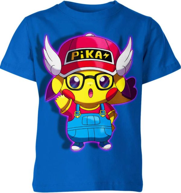 Arale Norimaki Dr Slump x Pikachu From Pokemon Shirt Jezsport.com