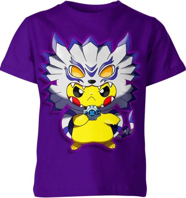 Garurumon Digimon x Pikachu From Pokemon Shirt Jezsport.com