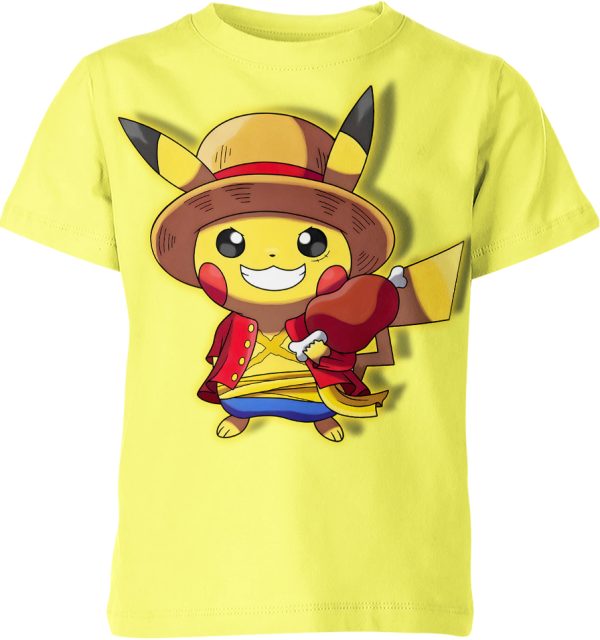 Monkey D Luffy x Pikachu From Pokemon Shirt Jezsport.com