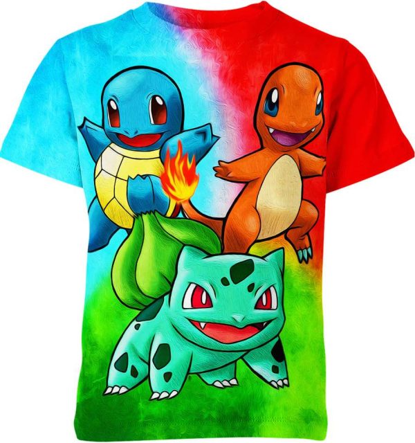 Charmander Squirtle Bulbasaur Pokemon Shirt Jezsport.com