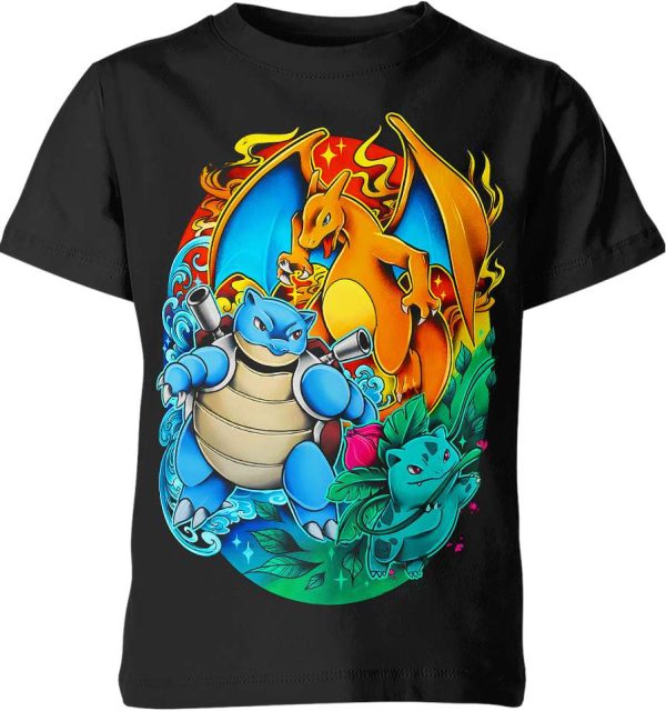 Charizard x Blastoise x Ivysaur From Pokemon Shirt Jezsport.com