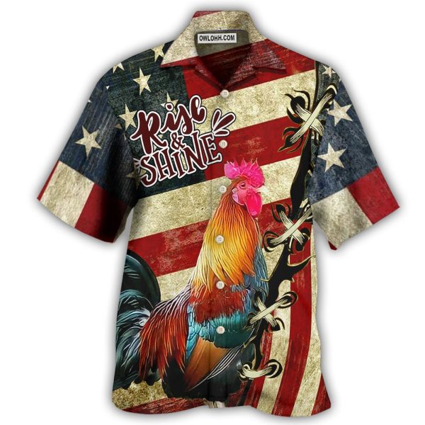 Farm America And Chicken Rise Shine - Hawaiian Shirt Jezsport.com